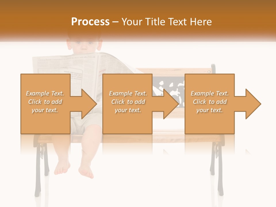 A Child Sitting On A Bench Reading A Newspaper PowerPoint Template