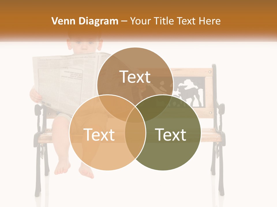 A Child Sitting On A Bench Reading A Newspaper PowerPoint Template