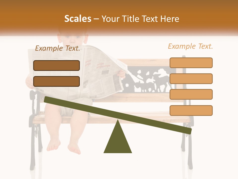 A Child Sitting On A Bench Reading A Newspaper PowerPoint Template