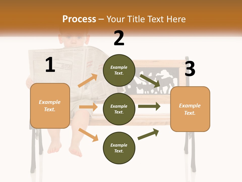 A Child Sitting On A Bench Reading A Newspaper PowerPoint Template