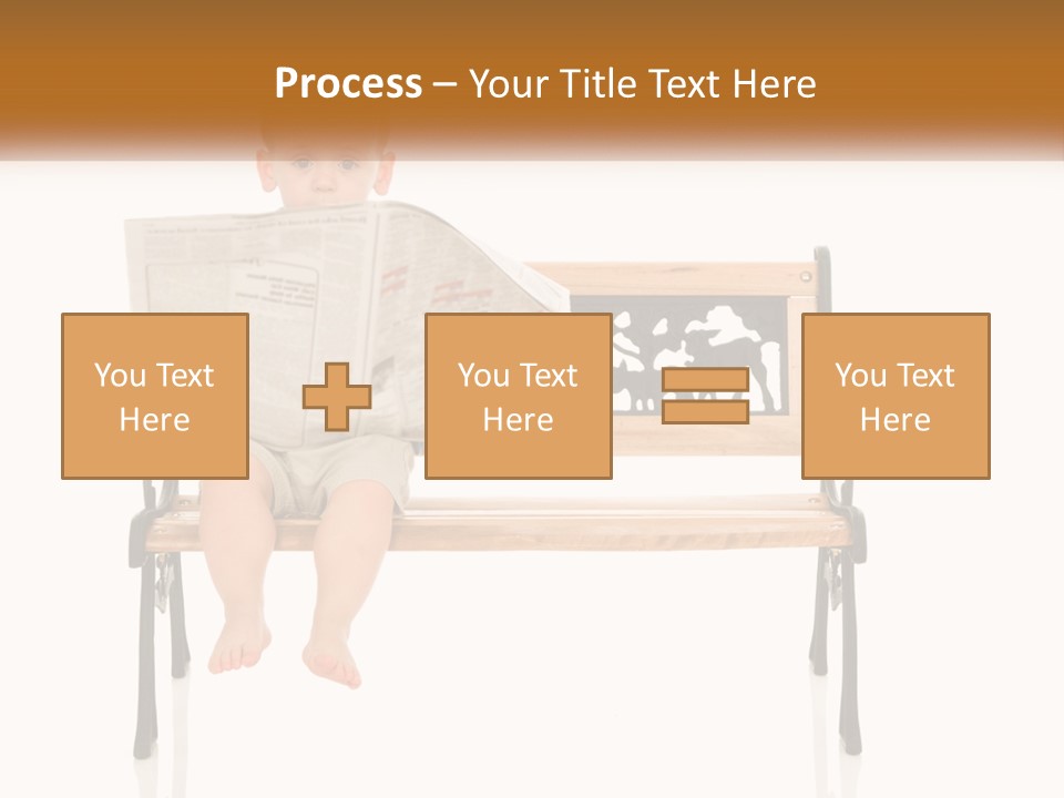 A Child Sitting On A Bench Reading A Newspaper PowerPoint Template