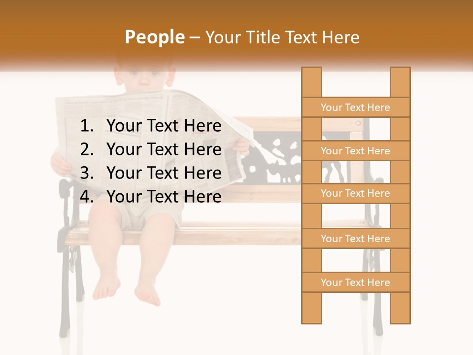A Child Sitting On A Bench Reading A Newspaper PowerPoint Template