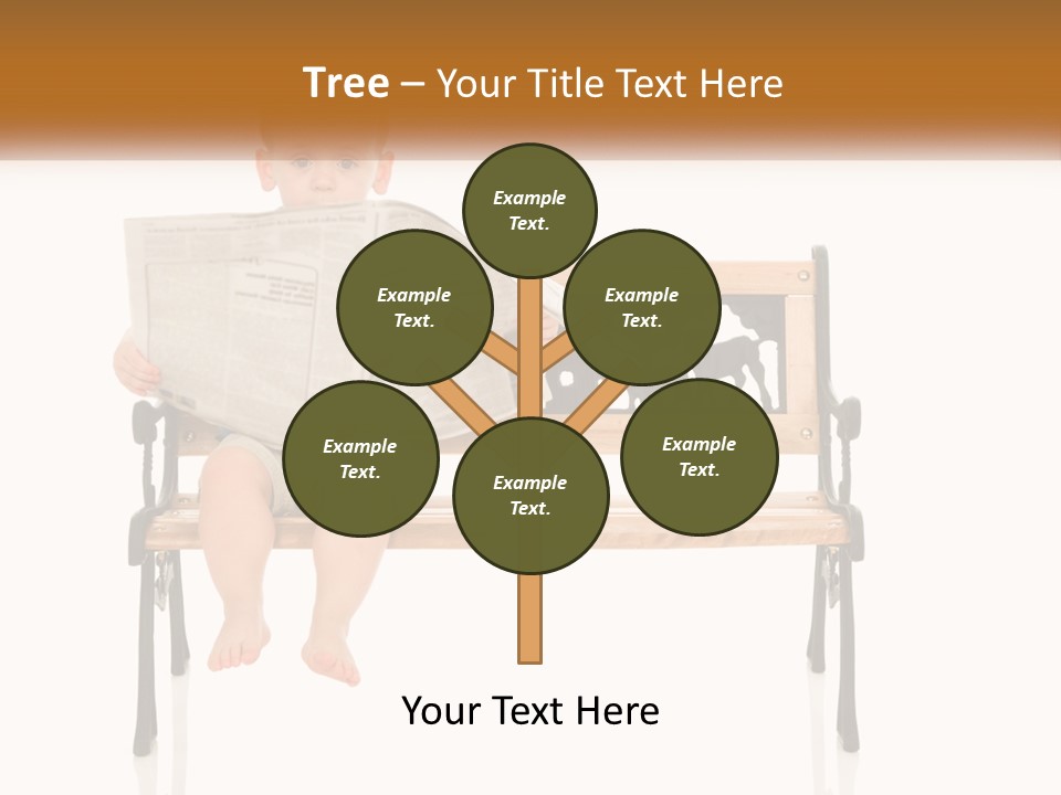 A Child Sitting On A Bench Reading A Newspaper PowerPoint Template
