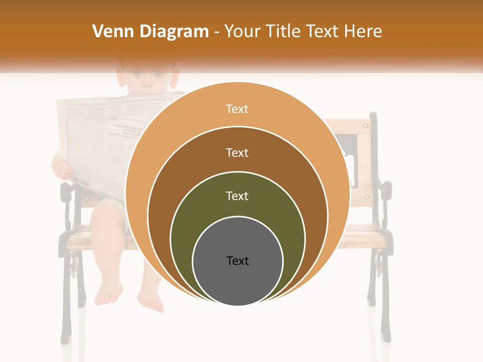 A Child Sitting On A Bench Reading A Newspaper PowerPoint Template