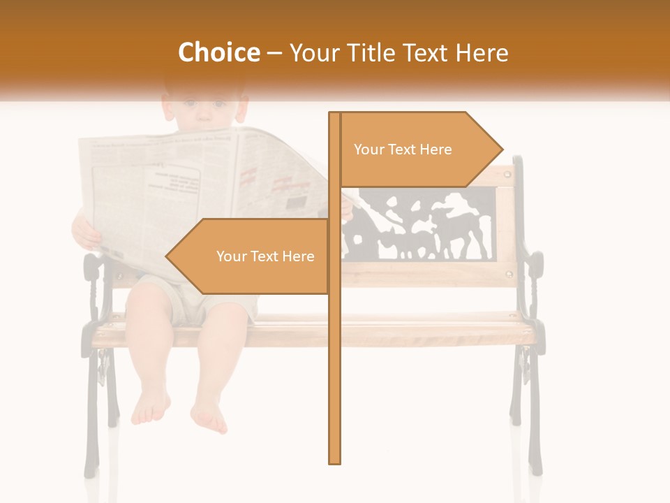 A Child Sitting On A Bench Reading A Newspaper PowerPoint Template