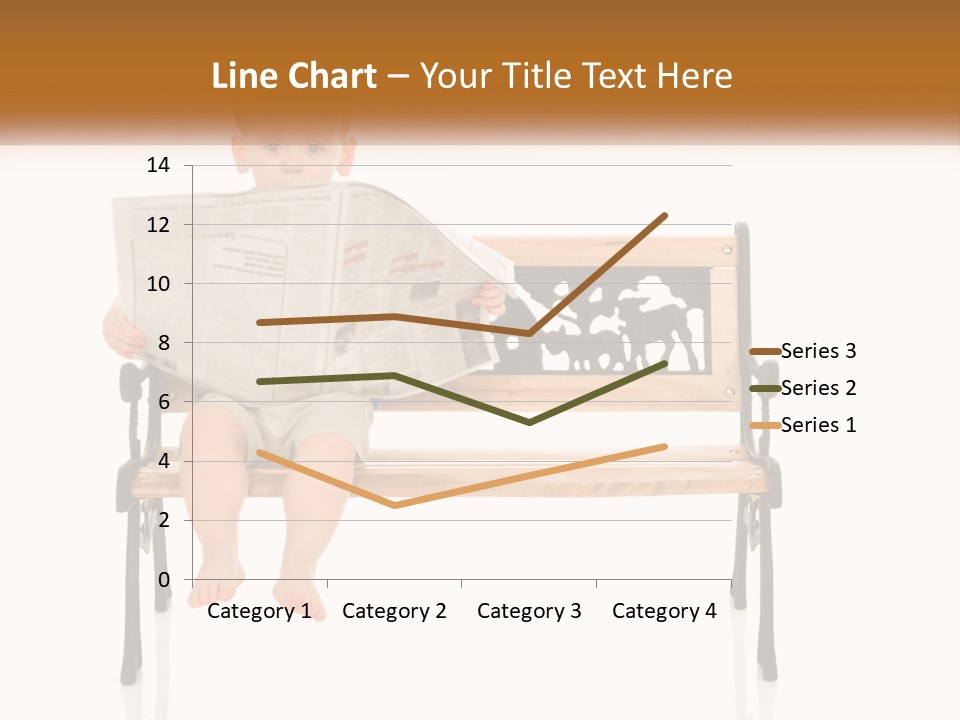 A Child Sitting On A Bench Reading A Newspaper PowerPoint Template