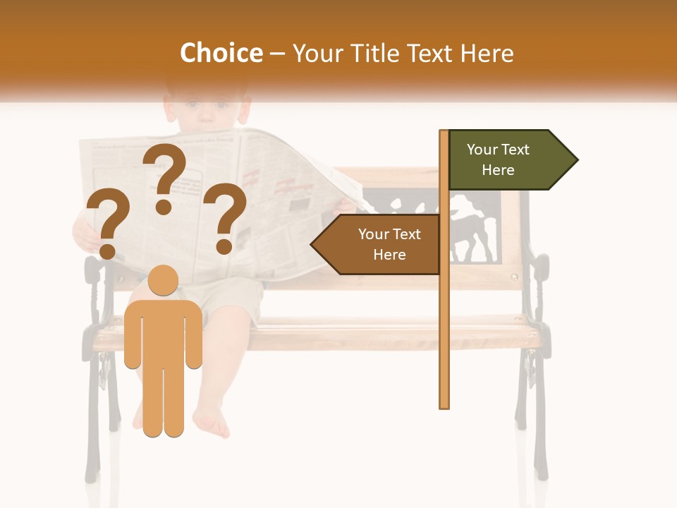 A Child Sitting On A Bench Reading A Newspaper PowerPoint Template