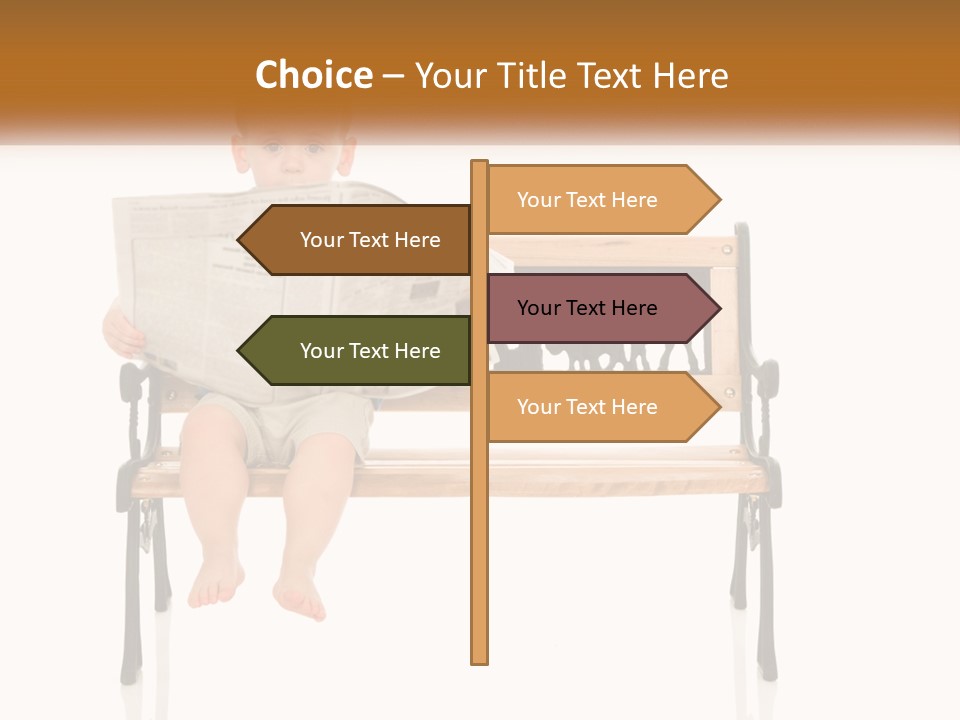 A Child Sitting On A Bench Reading A Newspaper PowerPoint Template