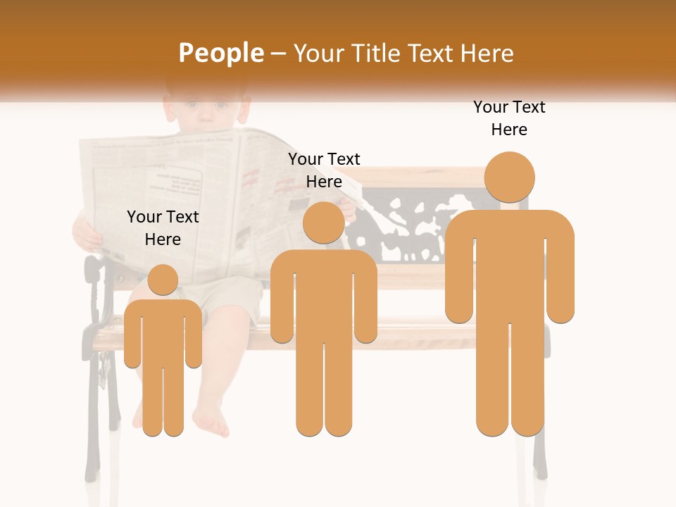 A Child Sitting On A Bench Reading A Newspaper PowerPoint Template