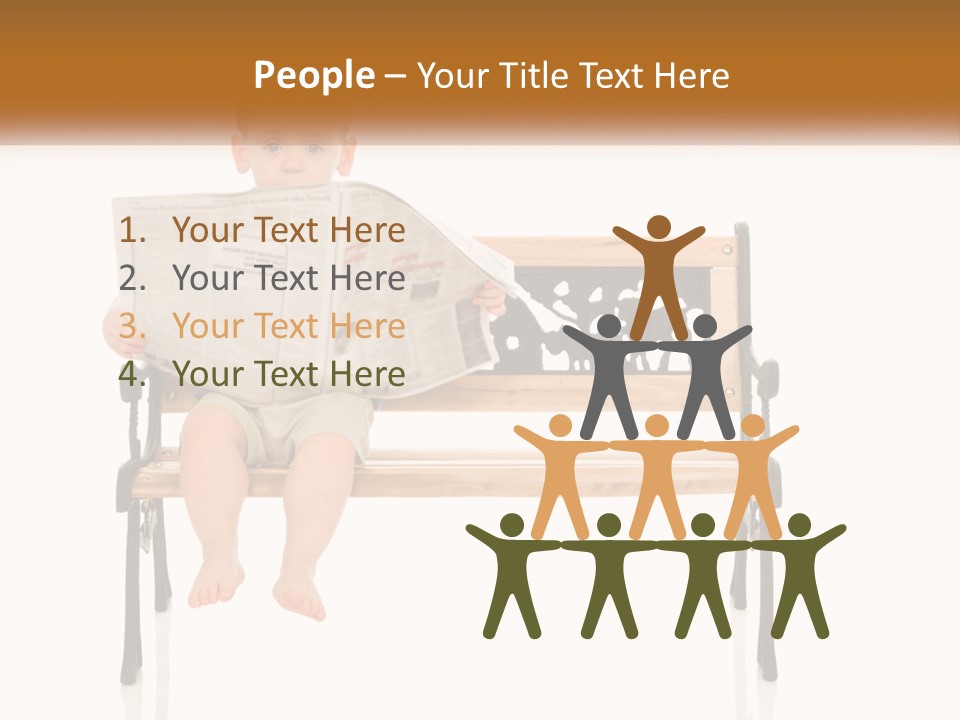 A Child Sitting On A Bench Reading A Newspaper PowerPoint Template