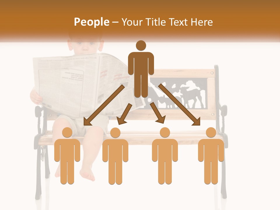 A Child Sitting On A Bench Reading A Newspaper PowerPoint Template