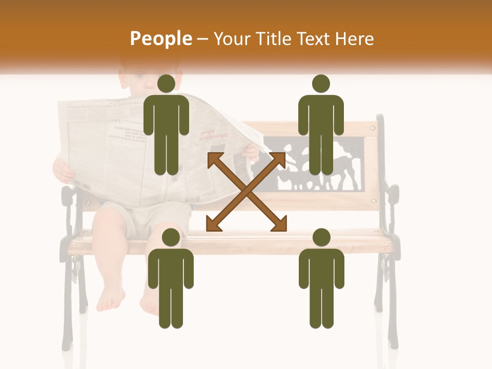 A Child Sitting On A Bench Reading A Newspaper PowerPoint Template