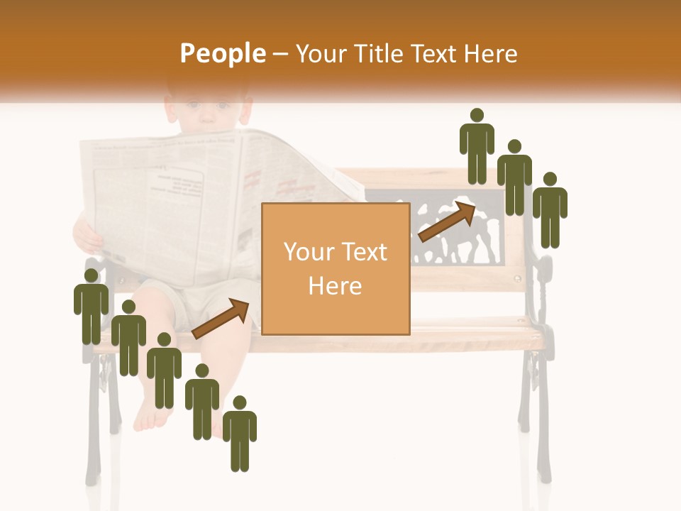 A Child Sitting On A Bench Reading A Newspaper PowerPoint Template