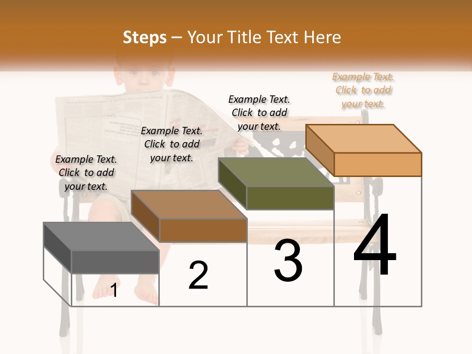 A Child Sitting On A Bench Reading A Newspaper PowerPoint Template