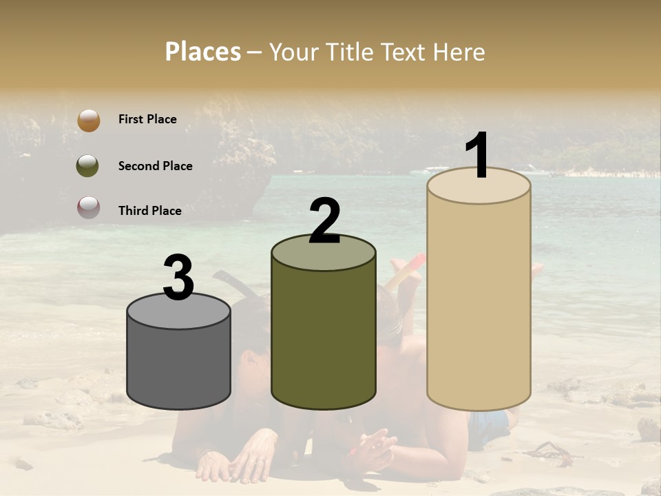 A Man And A Woman Laying On The Beach PowerPoint Template