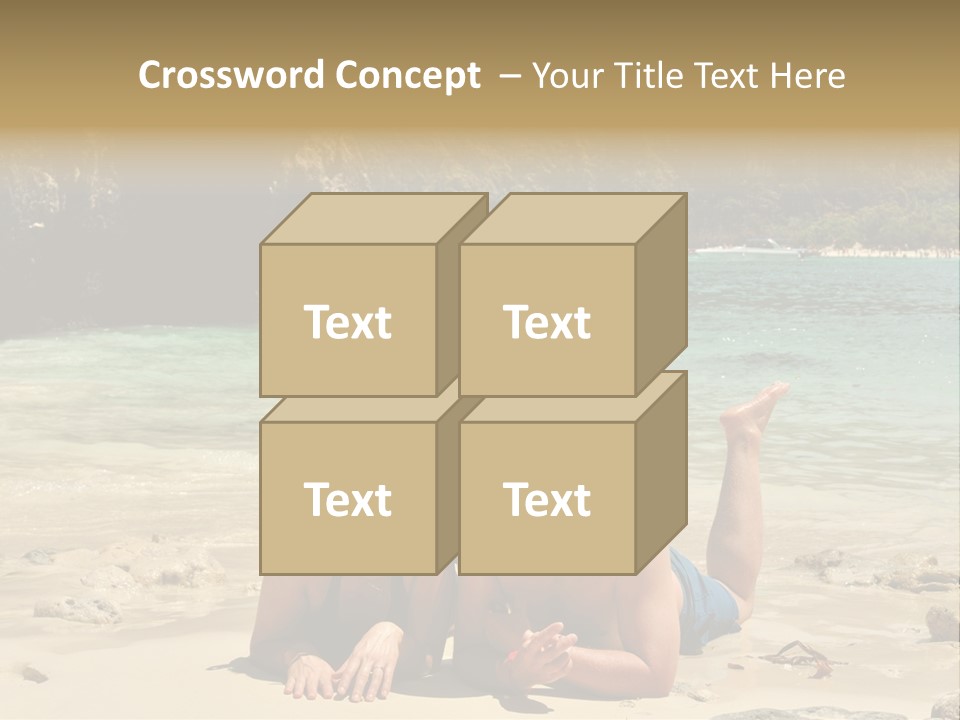 A Man And A Woman Laying On The Beach PowerPoint Template