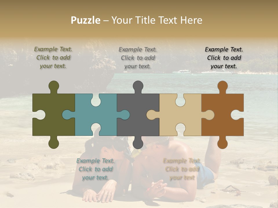 A Man And A Woman Laying On The Beach PowerPoint Template