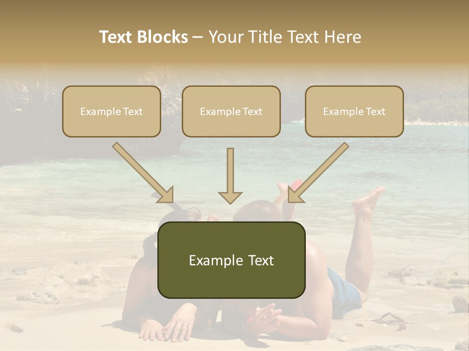 A Man And A Woman Laying On The Beach PowerPoint Template