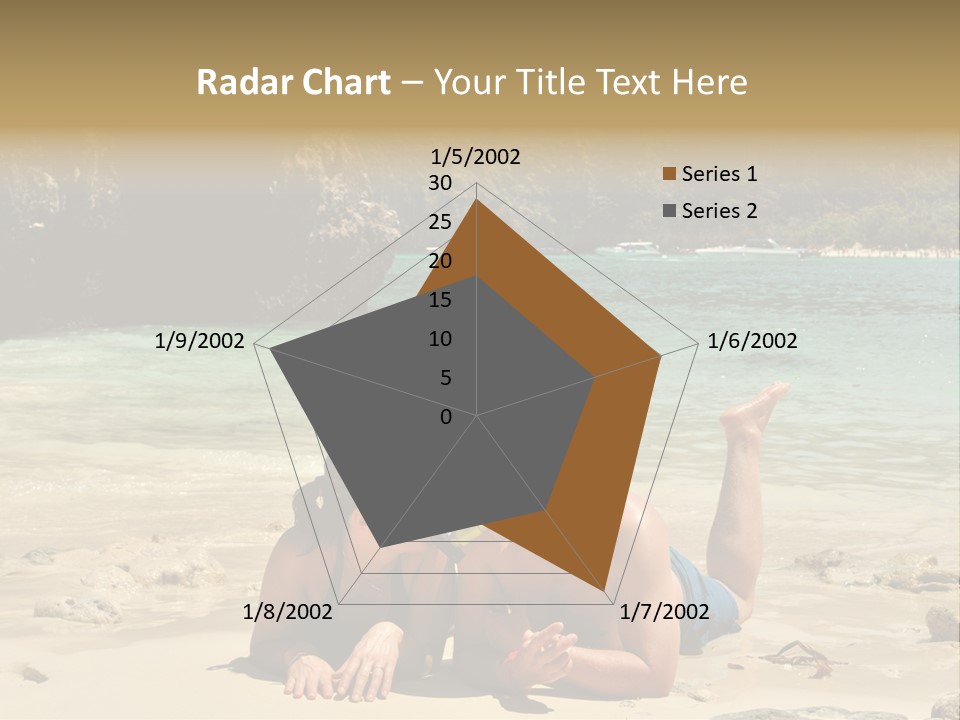 A Man And A Woman Laying On The Beach PowerPoint Template