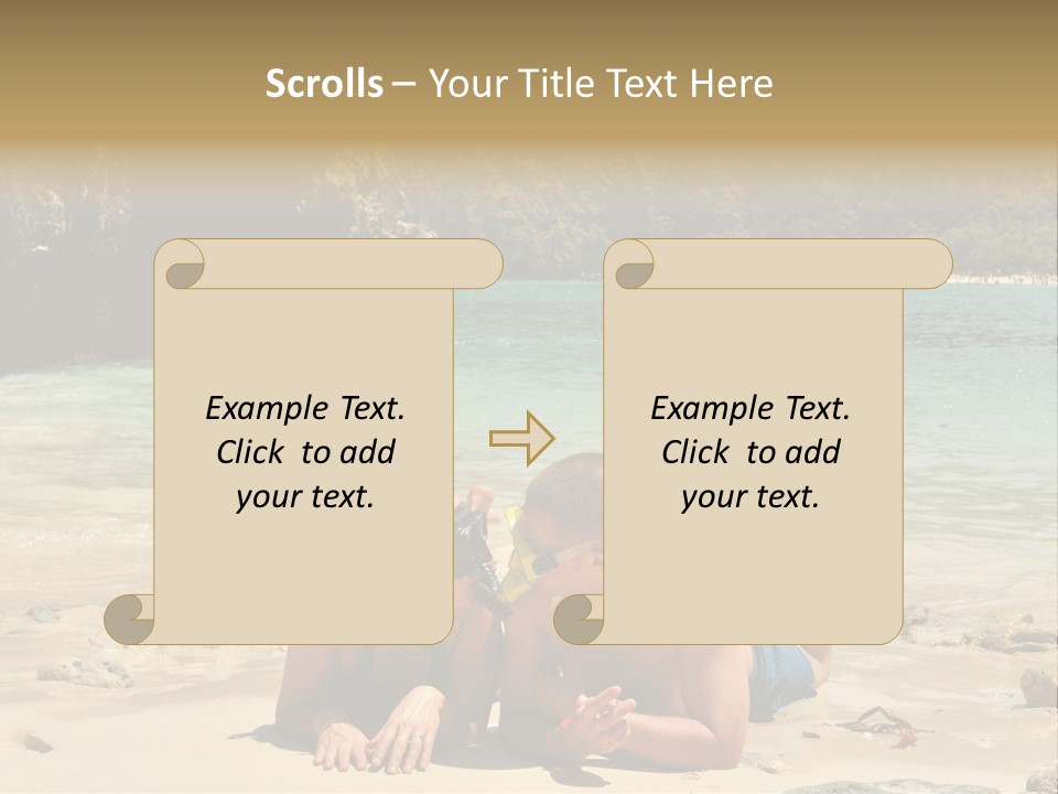 A Man And A Woman Laying On The Beach PowerPoint Template