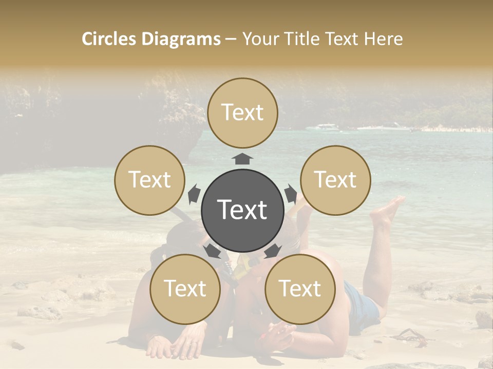 A Man And A Woman Laying On The Beach PowerPoint Template