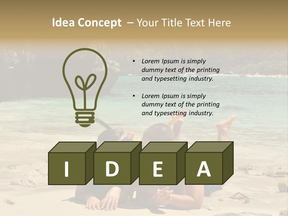 A Man And A Woman Laying On The Beach PowerPoint Template