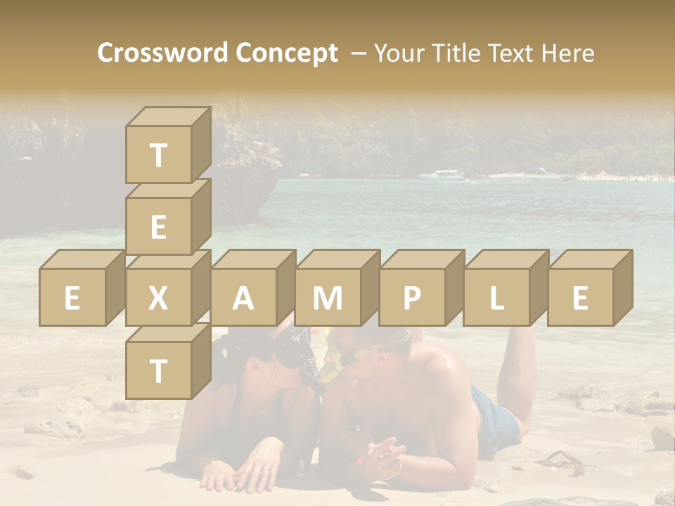 A Man And A Woman Laying On The Beach PowerPoint Template