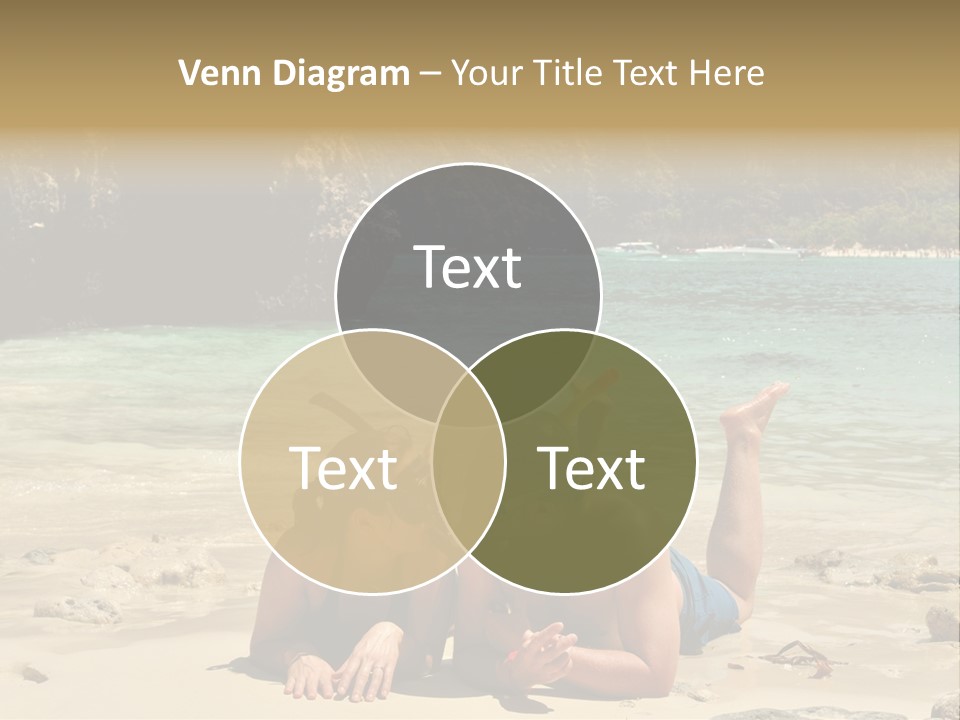 A Man And A Woman Laying On The Beach PowerPoint Template