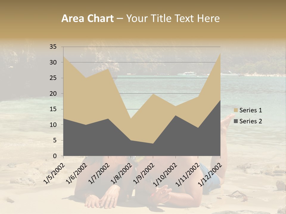 A Man And A Woman Laying On The Beach PowerPoint Template
