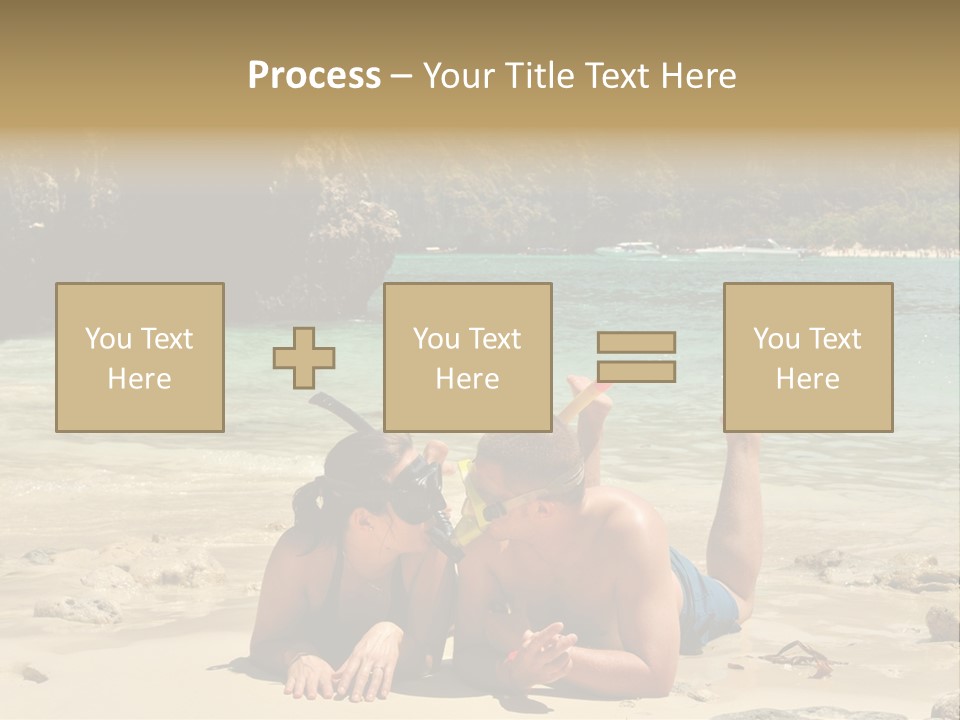 A Man And A Woman Laying On The Beach PowerPoint Template