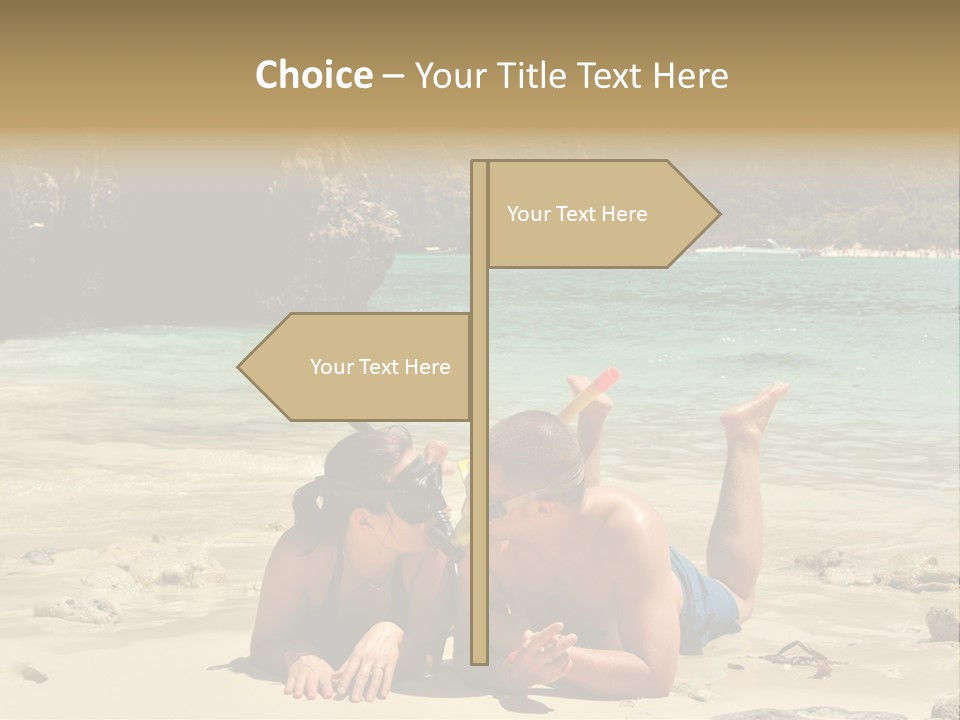 A Man And A Woman Laying On The Beach PowerPoint Template