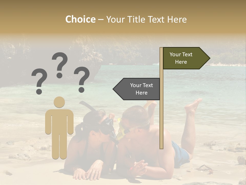 A Man And A Woman Laying On The Beach PowerPoint Template