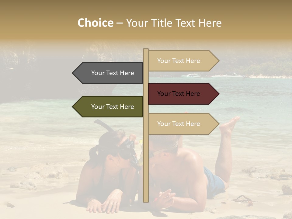 A Man And A Woman Laying On The Beach PowerPoint Template