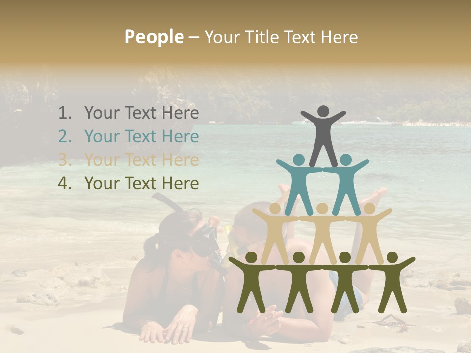 A Man And A Woman Laying On The Beach PowerPoint Template