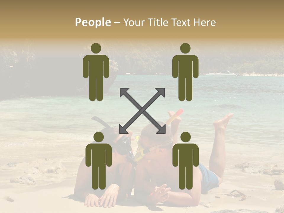 A Man And A Woman Laying On The Beach PowerPoint Template