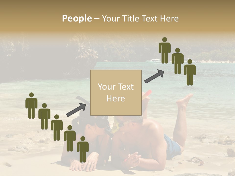 A Man And A Woman Laying On The Beach PowerPoint Template