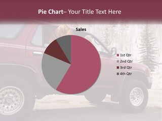 A Woman Sitting In A Red Truck With Her Dog PowerPoint Template