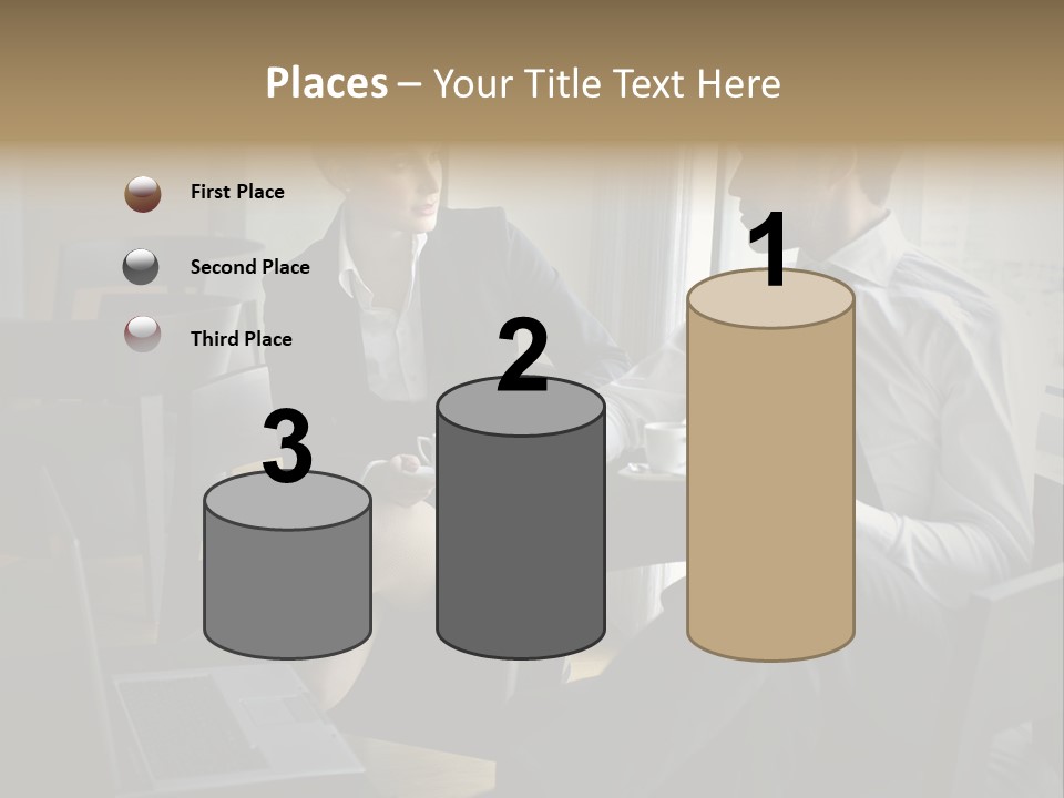 A Man And A Woman Sitting At A Table With A Cup Of Coffee PowerPoint Template