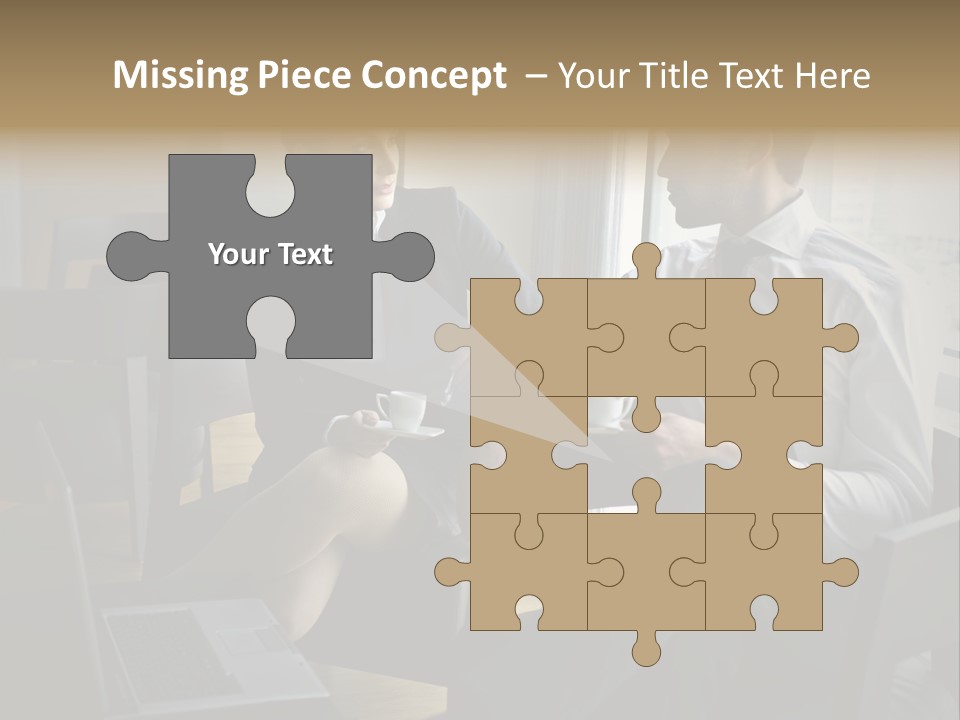 A Man And A Woman Sitting At A Table With A Cup Of Coffee PowerPoint Template