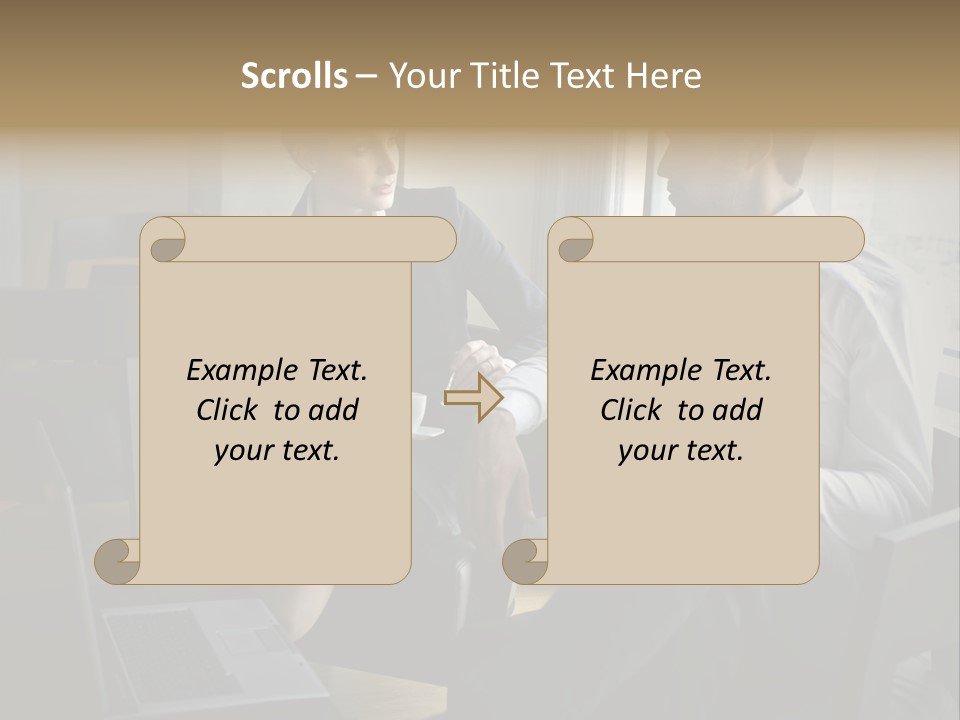 A Man And A Woman Sitting At A Table With A Cup Of Coffee PowerPoint Template