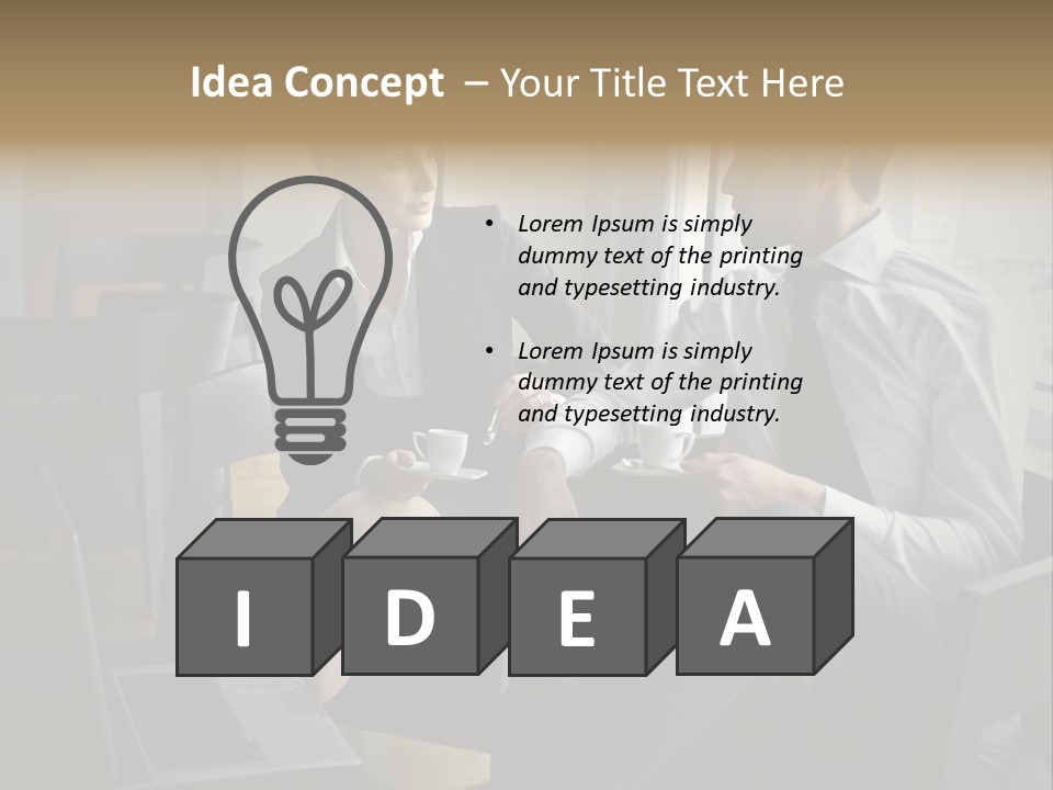 A Man And A Woman Sitting At A Table With A Cup Of Coffee PowerPoint Template