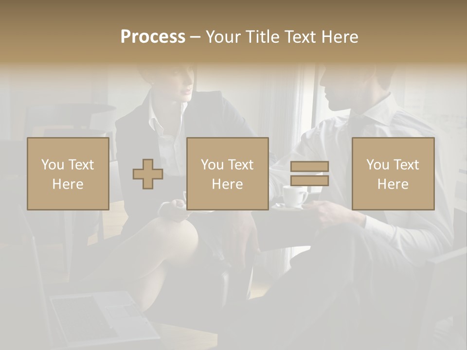 A Man And A Woman Sitting At A Table With A Cup Of Coffee PowerPoint Template