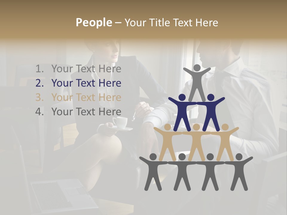 A Man And A Woman Sitting At A Table With A Cup Of Coffee PowerPoint Template