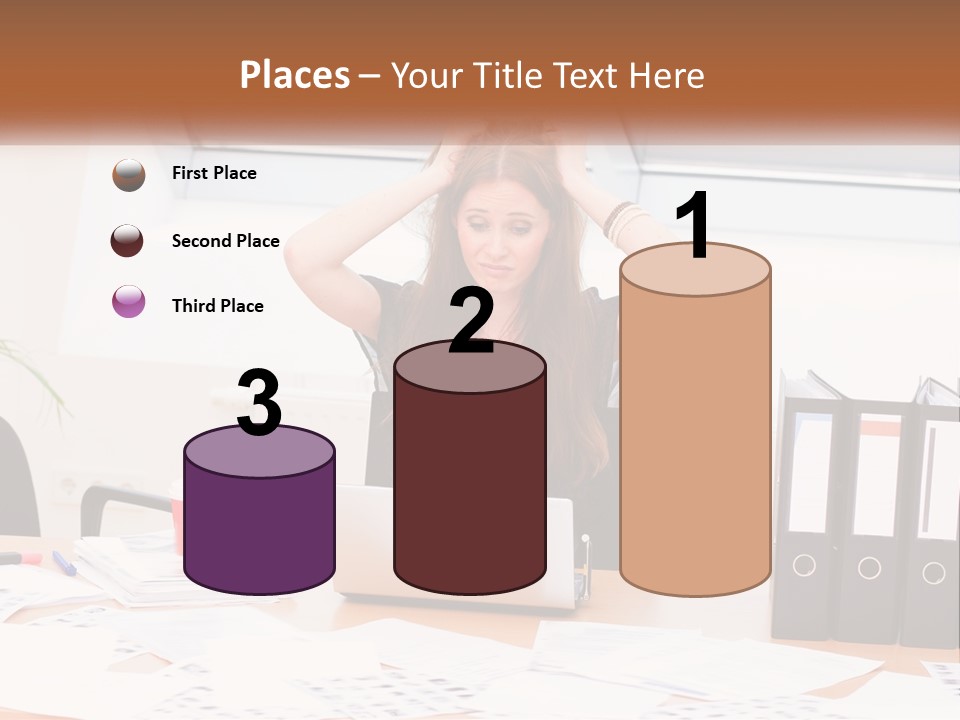 A Woman Sitting At A Desk With A Laptop PowerPoint Template