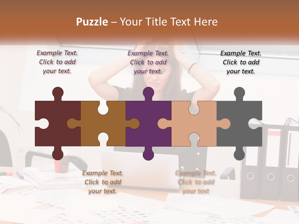 A Woman Sitting At A Desk With A Laptop PowerPoint Template