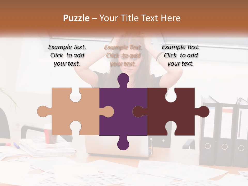 A Woman Sitting At A Desk With A Laptop PowerPoint Template