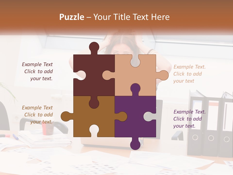 A Woman Sitting At A Desk With A Laptop PowerPoint Template