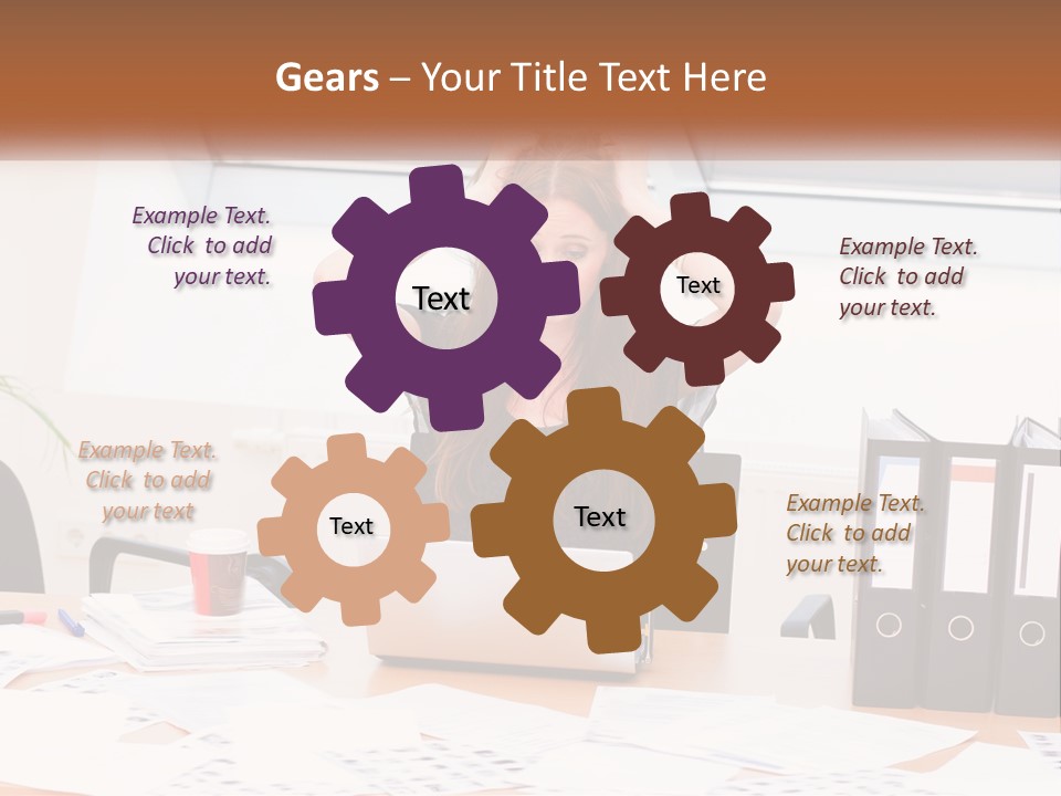 A Woman Sitting At A Desk With A Laptop PowerPoint Template