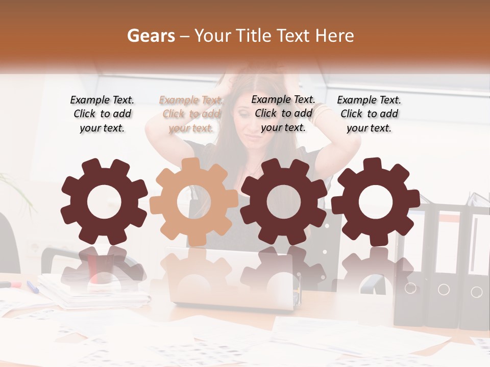 A Woman Sitting At A Desk With A Laptop PowerPoint Template