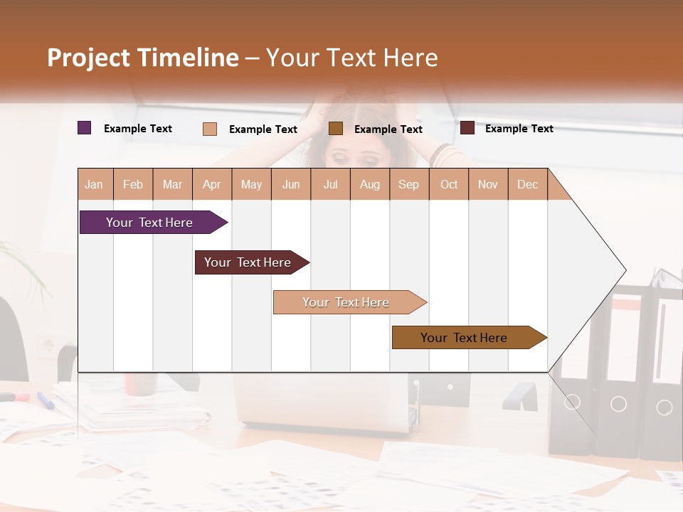 A Woman Sitting At A Desk With A Laptop PowerPoint Template